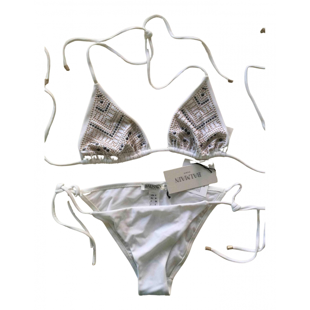 Two-piece swimsuit Balmain White size 